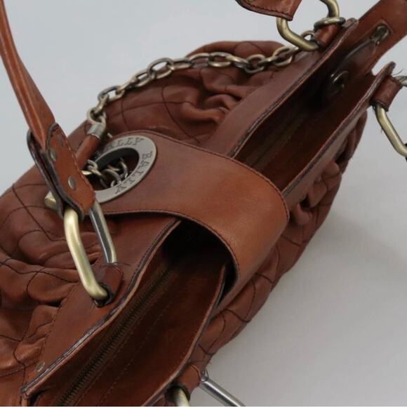 BALLY Hand Bag Leather Brown Authentic - Picture 7 of 14